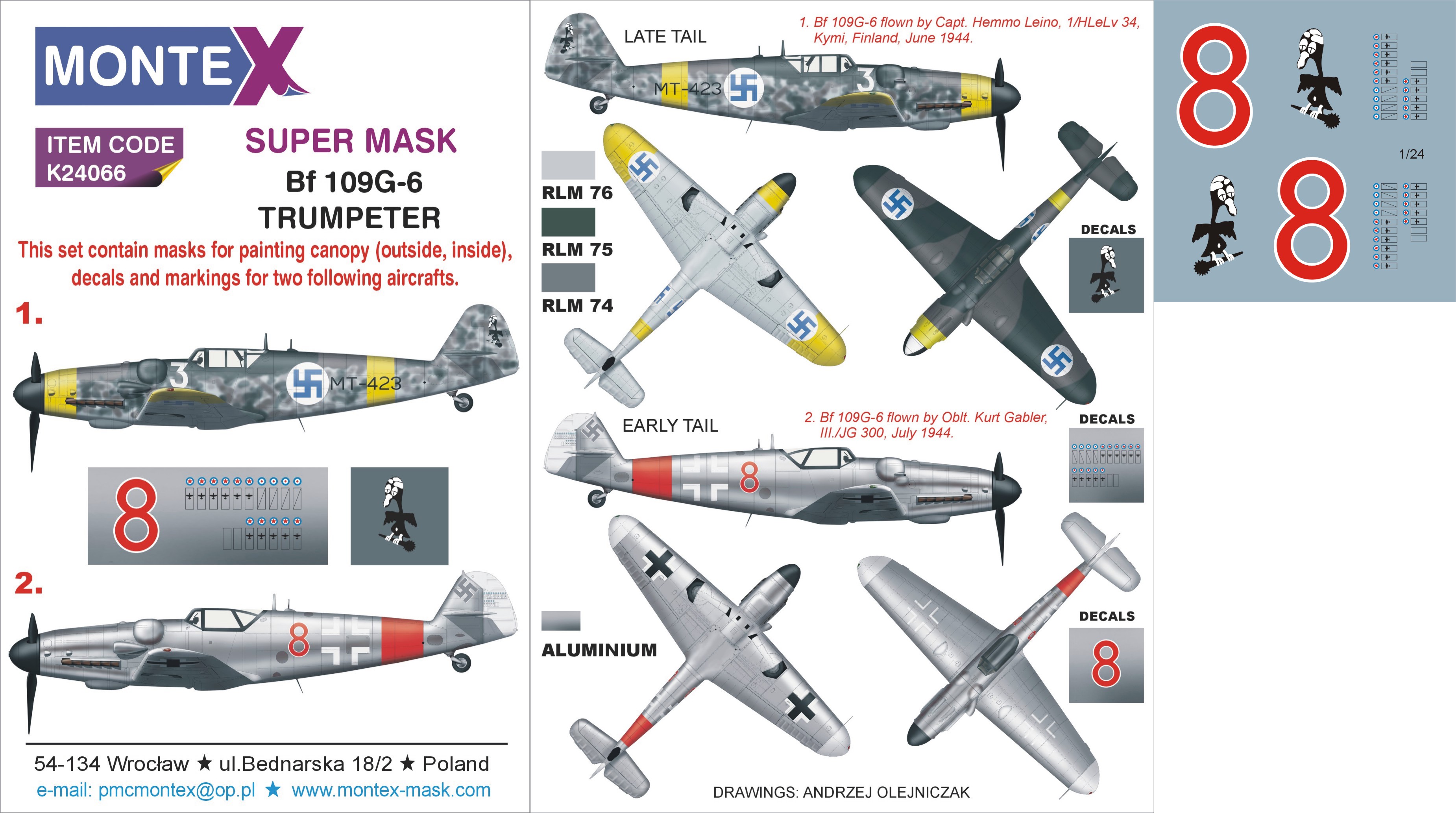 K24077 Montex 1/24 mask for HURRICANE IIC by TRUMPETER