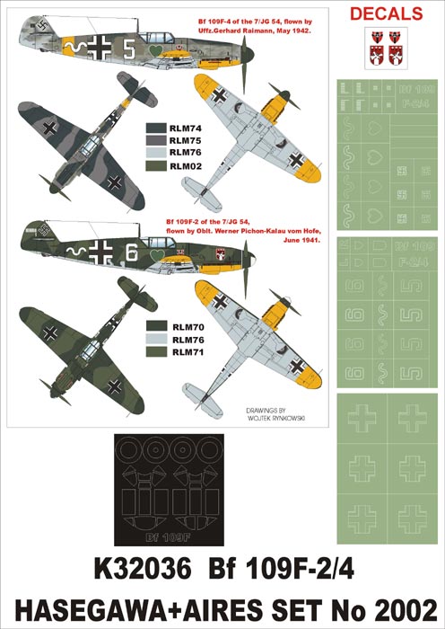 Montex 1/32 decals masks & markings for Bf 109F-2 Hasegawa k32229 